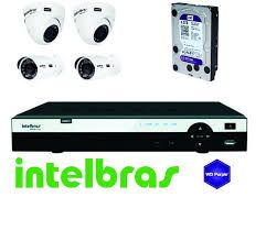 KIT DVR Intelbras HDCVI, 4 Câmeras (Uso Interno E Externo)